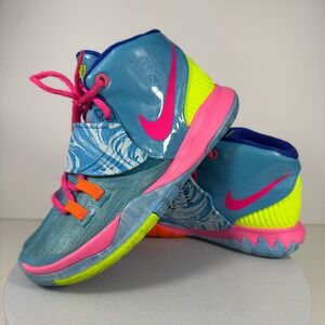 Nike Kyrie 6 Boys Sneakers Basketball Strap Multi Color Blue Pink US 2Y